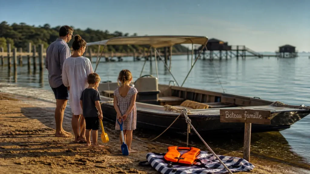 Arcachon en famille : enfants sur la plage, bateau au Bassin