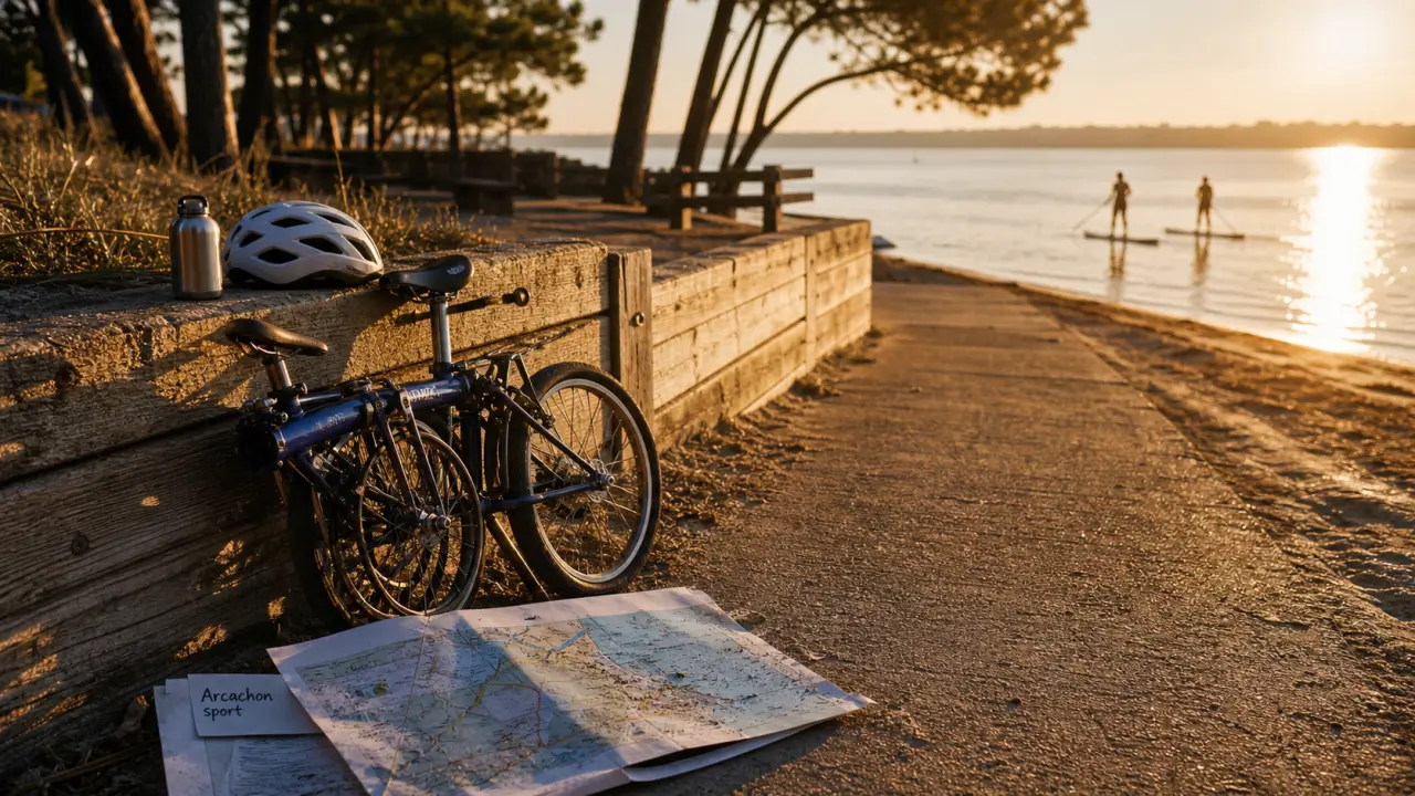 Arcachon sport evasion : vélo et paddle sur le Bassin au coucher du soleil