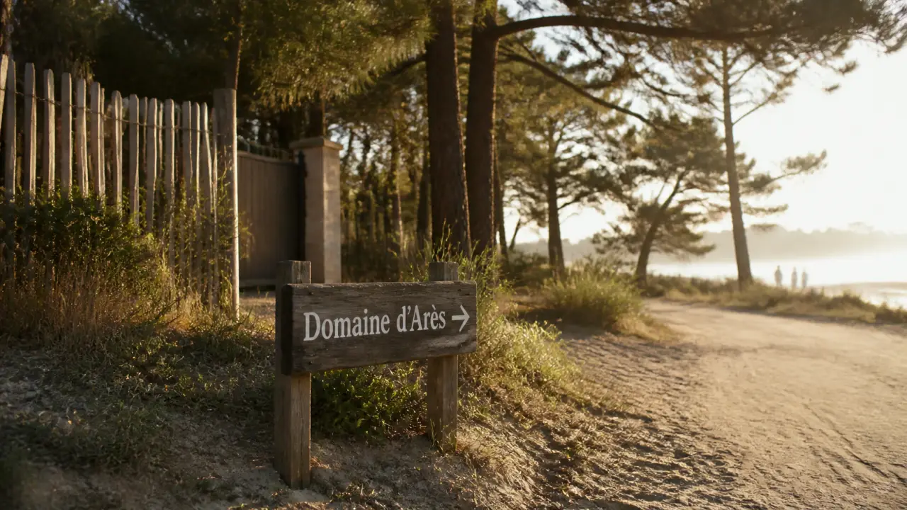 Entrée du domaine d ares, pancarte et accès