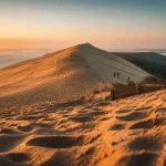 Dune du Pilat ville : panneau La Teste-de-Buch, vue sur Arcachon