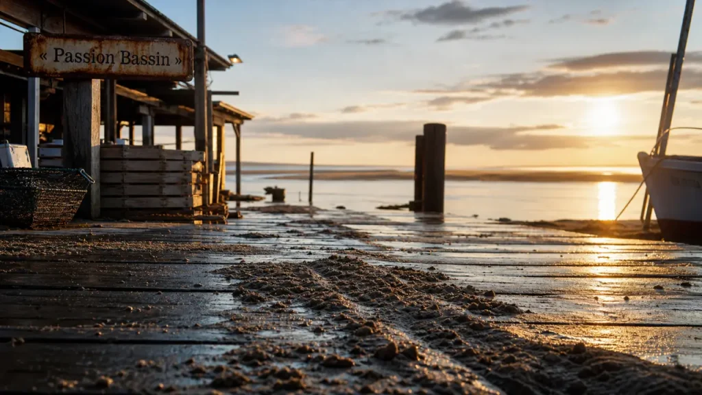 Passion bassin à Arcachon, jetée et marée au golden hour