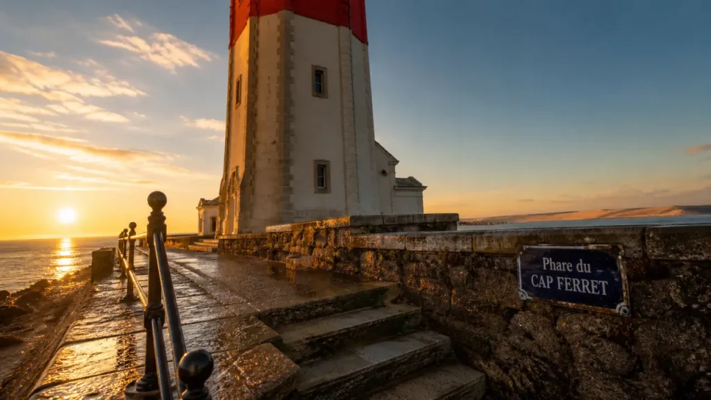 Phare arcachon au Cap Ferret : panorama coucher de soleil