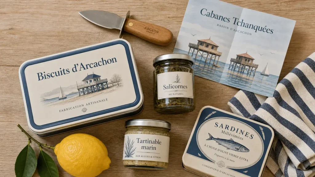 Que ramener d'Arcachon : huîtres, douceurs et objets du bassin sur table
